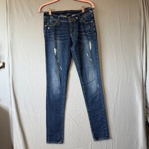 Genetic Denim Womens The Shane Distressed Skinny Jeans Size 27 Blue Grunge Edgy